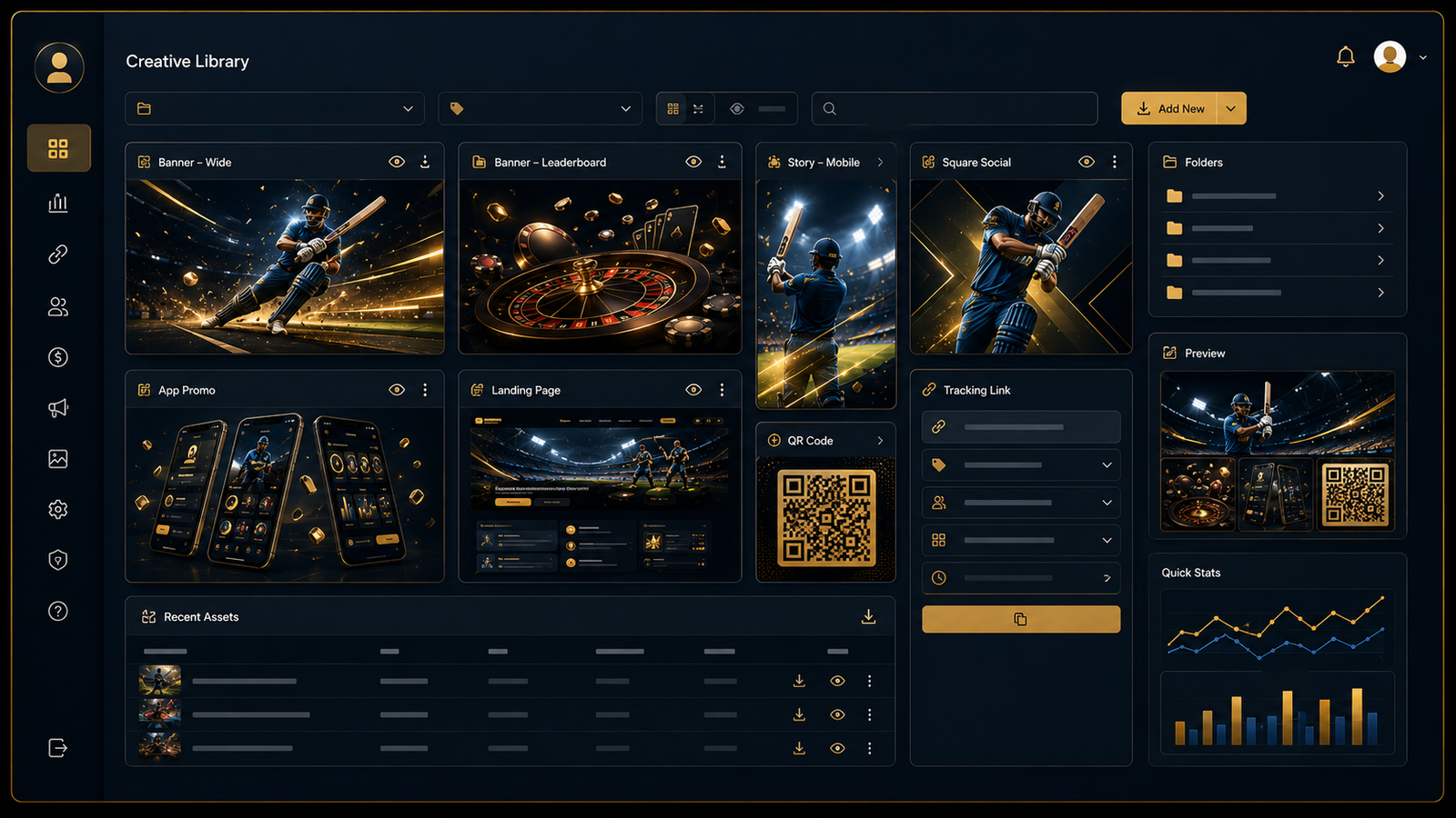 Affiliate creative library and marketing tools